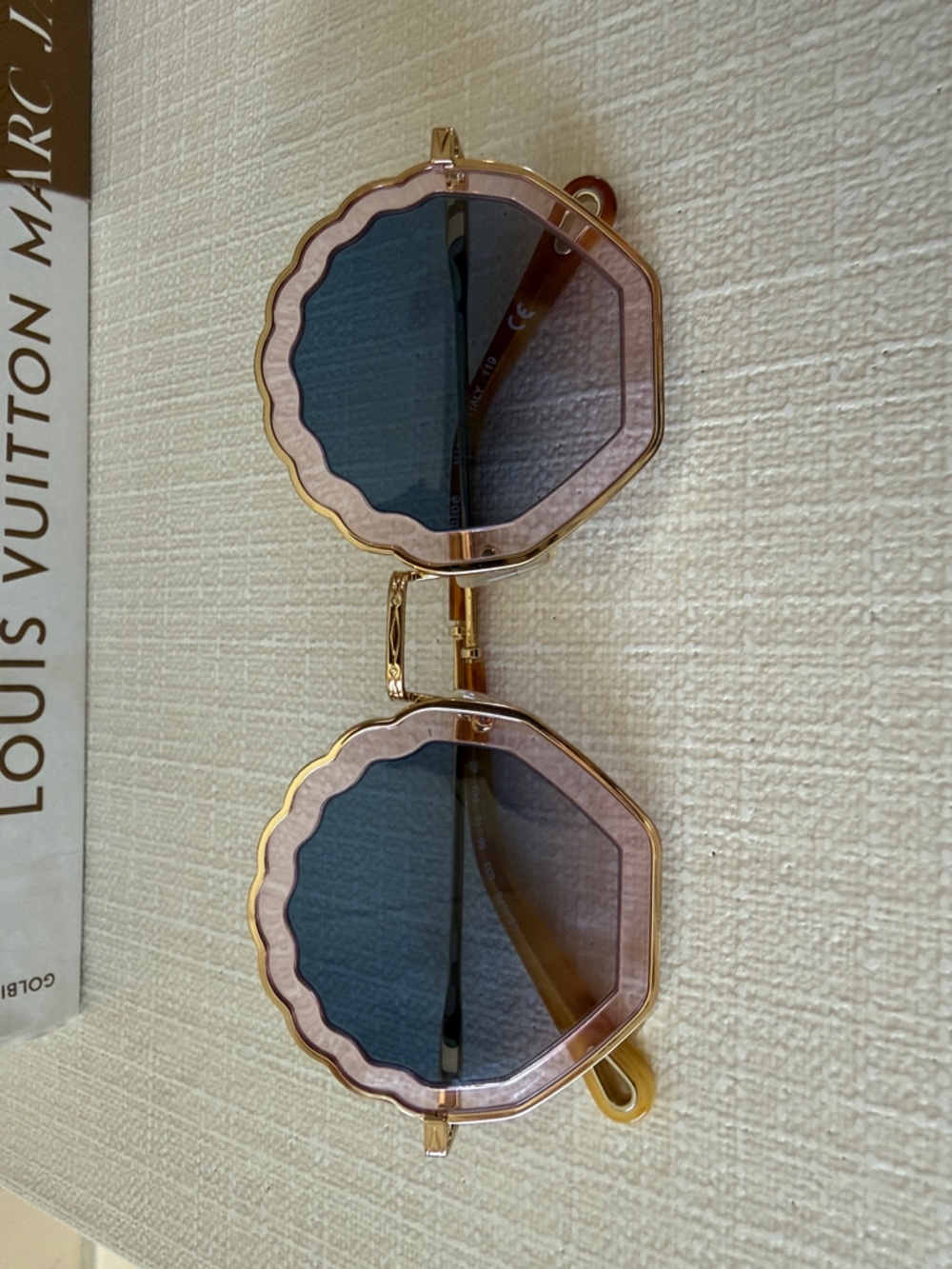 Chloe Gold-Trim Blue to Purple Gradient Women's Sunglasses